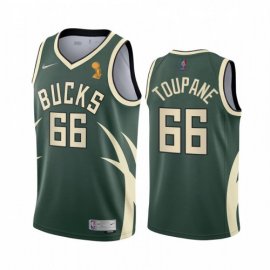 Nike Milwaukee Bucks #66 Axel Toupane Womens 2021 NBA Finals Champions Swingman Earned Edition Jersey Green Womens