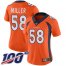 Nike Denver Broncos #58 Von Miller Orange Team Color Womens Stitched NFL 100th Season Vapor Limited Jersey