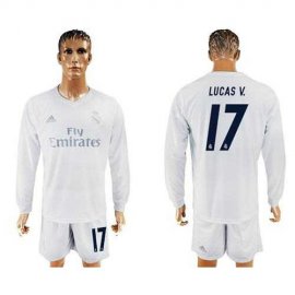 Real Madrid #17 Lucas V. Marine Environmental Protection Home Long Sleeves Soccer Club Jersey