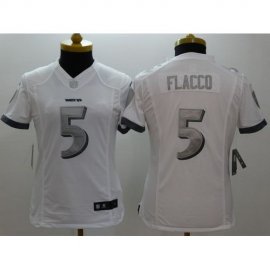 Nike Baltimore Ravens #5 Joe Flacco White Womens Stitched NFL Limited Platinum Jersey