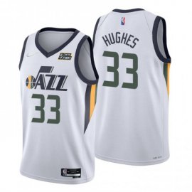 Nike Utah Jazz #33 Elijah Hughes White Mens 2021-22 NBA 75th Anniversary Diamond Swingman Jersey – Association Edition Mens
