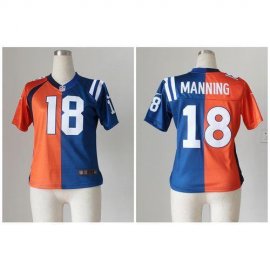 Nike Indianapolis Colts #18 Peyton Manning Orange/Blue Womens Stitched NFL Elite Split Denver Broncos Jersey