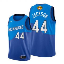 Nike Milwaukee Bucks #44 Justin Jackson Mens 2021 NBA Finals Bound City Edition Jersey Blue Mens