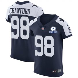 Nike Dallas Cowboys #98 Tyrone Crawford Navy Blue Thanksgiving Mens Stitched With Established In 1960 Patch NFL Vapor Untouchable Throwback Elite Jersey