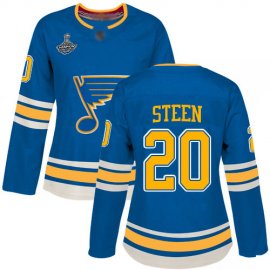 Adidas St. Louis Blues #20 Alexander Steen Blue Alternate Authentic Stanley Cup Champions Womens Stitched NHL Jersey