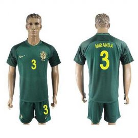 Brazil #3 Miranda Away Soccer Country Jersey