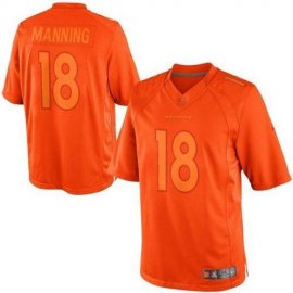 Nike Denver Broncos #18 Peyton Manning Orange Mens Stitched NFL Drenched Limited Jersey