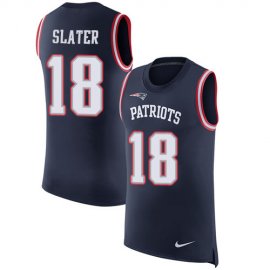 Nike New England Patriots #18 Matt Slater Navy Blue Team Color Mens Stitched NFL Limited Rush Tank Top Jersey