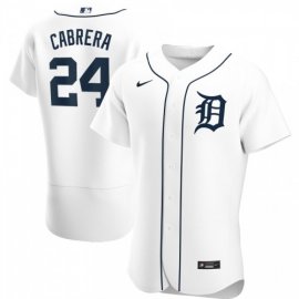 Detroit Tigers #24 Miguel Cabrera Mens Nike White Home 2020 Authentic Player MLB Jersey