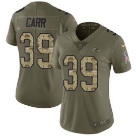 Nike Baltimore Ravens #39 Brandon Carr Olive/Camo Womens Stitched NFL Limited 2017 Salute To Service Jersey