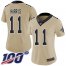 Nike New Orleans Saints #11 Deonte Harris Gold Womens Stitched NFL Limited Inverted Legend 100th Season Jersey