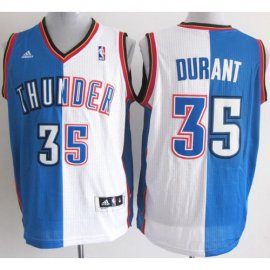 Oklahoma City Thunder #35 Kevin Durant Blue White Split Swingman NBA Jerseys Cheap
