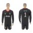 Juventus #1 Buffon Black Goalkeeper Long Sleeves Soccer Club Jersey