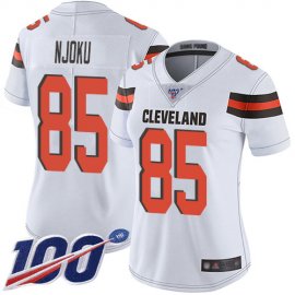 Nike Cleveland Browns #85 David Njoku White Womens Stitched NFL 100th Season Vapor Limited Jersey