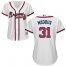 Atlanta Braves #31 Greg Maddux White Home Womens Stitched MLB Jersey