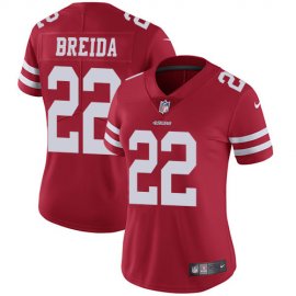 Nike San Francisco 49ers #22 Matt Breida Red Team Color Womens Stitched NFL Vapor Untouchable Limited Jersey