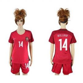 Womens Portugal #14 William Home Soccer Country Jersey