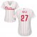 Philadelphia Phillies #27 Aaron Nola White(Red Strip) Home Womens Stitched MLB Jersey