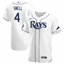Tampa Bay Rays #4 Blake Snell Mens Nike White Home 2020 World Series Bound Authentic Player MLB Jersey