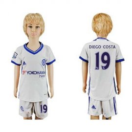 Chelsea #19 Diego Costa White Kid Soccer Club Jersey