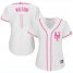 New York Mets #1 Mookie Wilson White/Pink Fashion Womens Stitched MLB Jersey