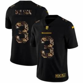 Seattle Seahawks #3 Russell Wilson Mens Black Nike Flocked Lightning Vapor Limited NFL Jersey