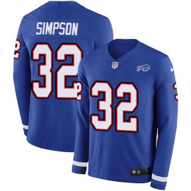 Nike Buffalo Bills #32 O. J. Simpson Royal Blue Team Color Mens Stitched NFL Limited Therma Long Sleeve Jersey