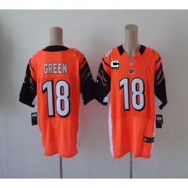 Nike Cincinnati Bengals #18 A.J. Green Orange Alternate With C Patch Mens Stitched NFL Elite Jersey