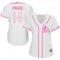 Miami Marlins #14 Martin Prado White/Pink Fashion Womens Stitched MLB Jersey