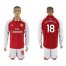 Arsenal #18 Monreal Red Home Long Sleeves Soccer Club Jersey