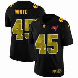 Tampa Bay Buccaneers #45 Devin White Mens Black Nike Golden Sequin Vapor Limited NFL Jersey