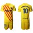 Barcelona #10 Ronaldinho Yellow Soccer Club Jersey