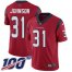 Nike Houston Texans #31 David Johnson Red Alternate Mens Stitched NFL 100th Season Vapor Untouchable Limited Jersey