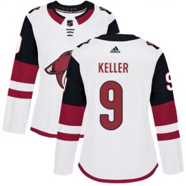Adidas Arizona Coyotes #9 Clayton Keller White Road Authentic Womens Stitched NHL Jersey