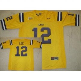 LSU Tigers 12 Jarrett Lee Yellow College Football Jersey