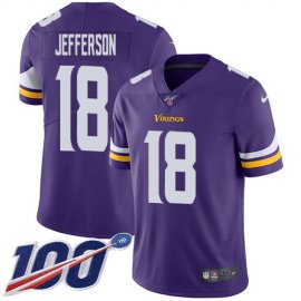 Nike Minnesota Vikings #18 Justin Jefferson Purple Team Color Youth Stitched NFL 100th Season Vapor Untouchable Limited Jersey