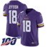 Nike Minnesota Vikings #18 Justin Jefferson Purple Team Color Youth Stitched NFL 100th Season Vapor Untouchable Limited Jersey