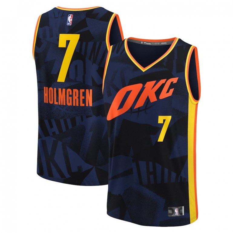 Chet Holmgren Oklahoma City Thunder Fanatics Branded Unisex 2023/24 Fast Break Jersey – Navy – City Edition Chet Holmgren Oklahoma City Thunder Fanatics Branded Unisex 2023/24 Fast Break Jersey – Navy – City Edition