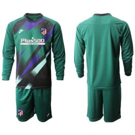 Atletico Madrid Blank Green Goalkeeper Long Sleeves Soccer Club Jersey