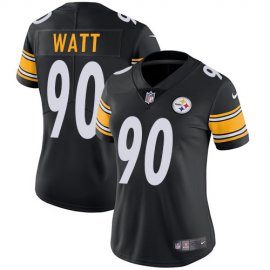 Nike Pittsburgh Steelers #90 T. J. Watt Black Team Color Womens Stitched NFL Vapor Untouchable Limited Jersey