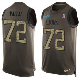 Nike Detroit Lions #72 Halapoulivaati Vaitai Green Mens Stitched NFL Limited Salute To Service Tank Top Jersey