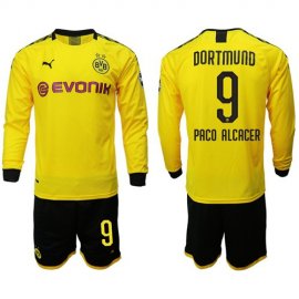 Dortmund #9 Paco Alcacer Home Long Sleeves Soccer Club Jersey