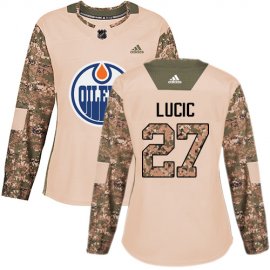 Adidas Edmonton Oilers #27 Milan Lucic Camo Authentic 2017 Veterans Day Womens Stitched NHL Jersey
