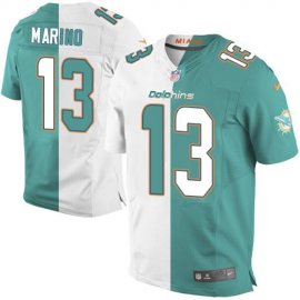 Nike Miami Dolphins #13 Dan Marino Aqua Green/White Mens Stitched NFL Elite Split Jersey