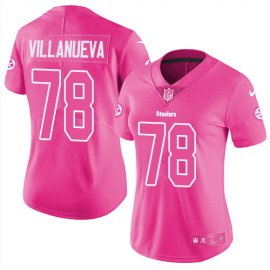 Nike Pittsburgh Steelers #78 Alejandro Villanueva Pink Womens Stitched NFL Limited Rush Fashion Jersey