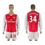 Arsenal #34 Coquelin Red Home Long Sleeves Soccer Club Jersey