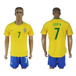 Brazil #7 Costa Home Soccer Country Jersey
