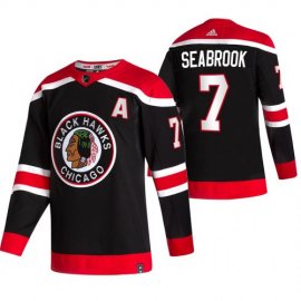 Chicago Blackhawks #7 Brent Seabrook Black Mens Adidas 2020-21 Reverse Retro Alternate NHL Jersey