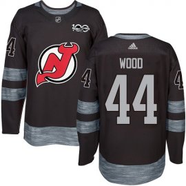 Adidas New Jersey Devils #44 Miles Wood Black 1917-2017 100th Anniversary Stitched NHL Jersey