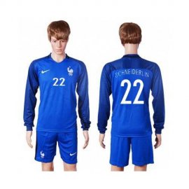 France #22 Schneiderlin Home Long Sleeves Soccer Country Jersey